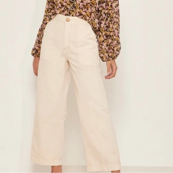 Free People cropped wide leg high waisted utility pants! - Picture 1 of 9